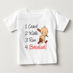 Crawl Walk Run Baseball Baby T-shirt
