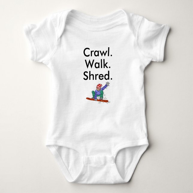 Crawl Walk Shred Snowboard Baby Bodysuit Strampler (Vorderseite)