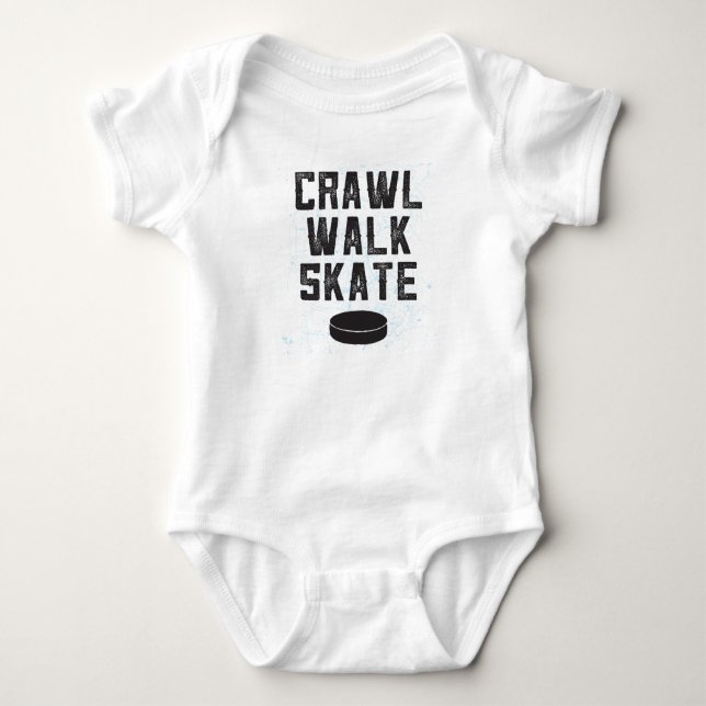 CRAWL WALK SKATE ice hockey baby bodysuit gift Strampler (Vorderseite)