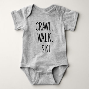 Crawl Walk Ski, Cute Skiing Liebhaber Baby Strampler