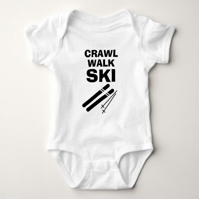 Crawl Walk Ski lustige Babybodysuit Baby Strampler (Vorderseite)