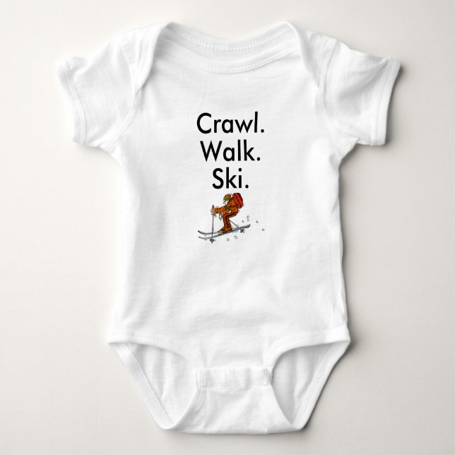 Crawl Walk Skifahrer Skifahrer Babybodysuit Baby Strampler (Vorderseite)