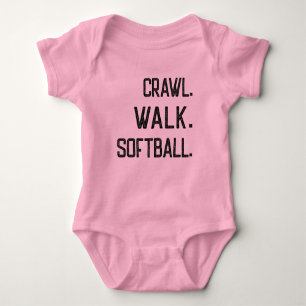 Crawl Walk Softball, Future Softball Player Baby Strampler