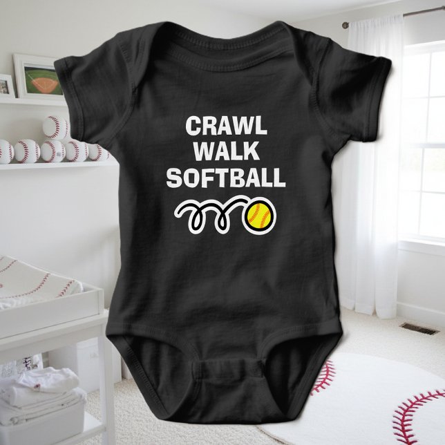 CRAWL WALK SOFTBALL Sportkarodysuit für Neugeboren Baby Strampler (softball bodysuit for baby)