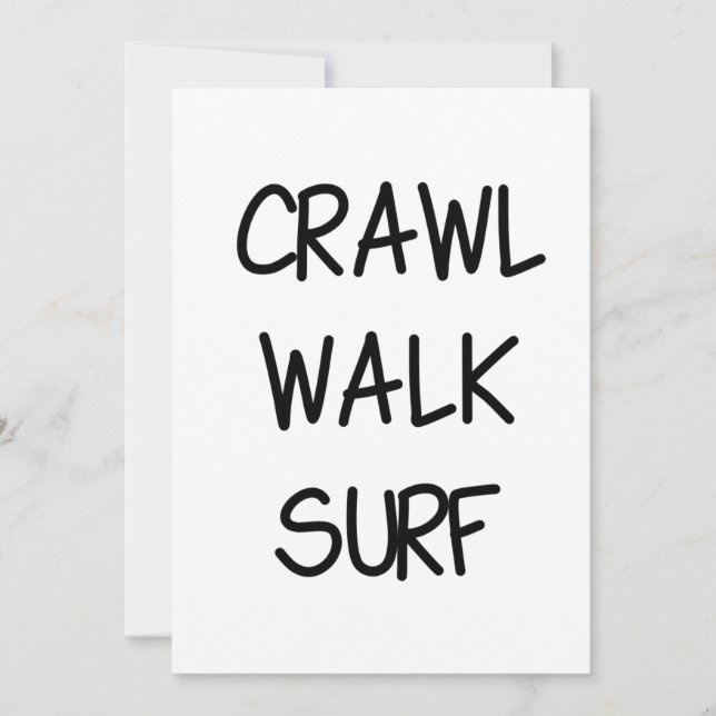 Crawl Walk Surf mit Black Schriftart Einladung (Vorderseite)