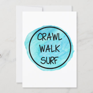 Crawl Walk Surf mit blauem Design Einladung