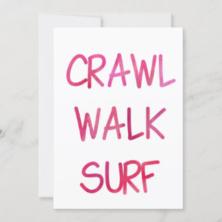 Crawl Walk Surf mit rosa Schriftart Einladung