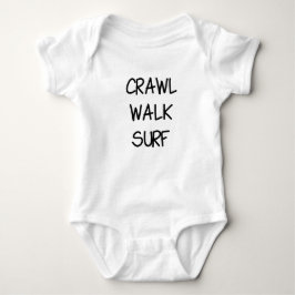 Crawl Walk Surf mit schwarzer Schrift Baby Strampler