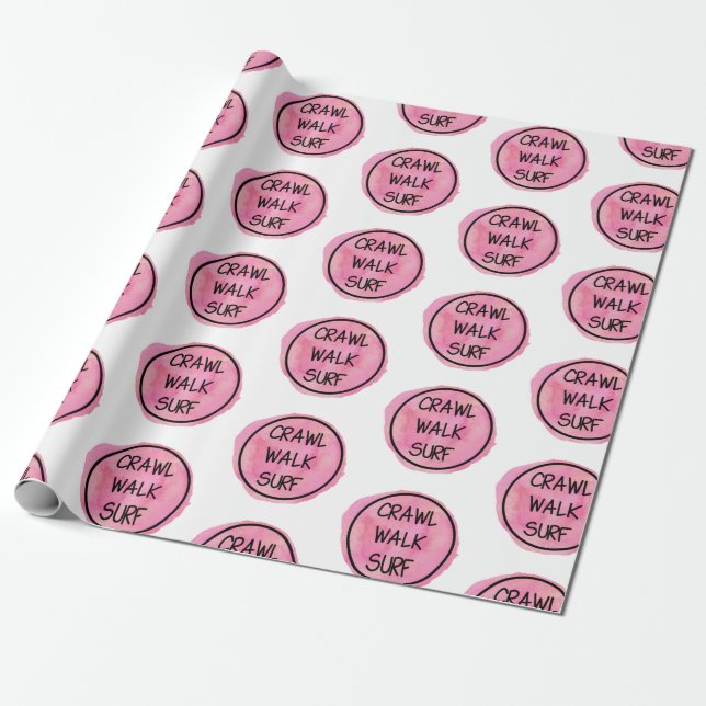 Crawl Walk Surf rosa Muster Geschenkpapier (Ungerollt)