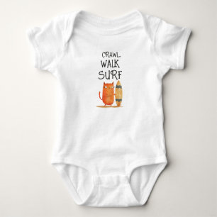 Crawl Walk Surf Wasserfarbe Surfer Katze Funny & N Baby Strampler