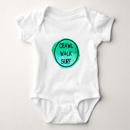Crawl Walk Surf with Green Emblem Baby Strampler