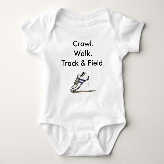 Crawl Walk Track und Field Spikes Baby Bodysuit Baby Strampler (Vorderseite)