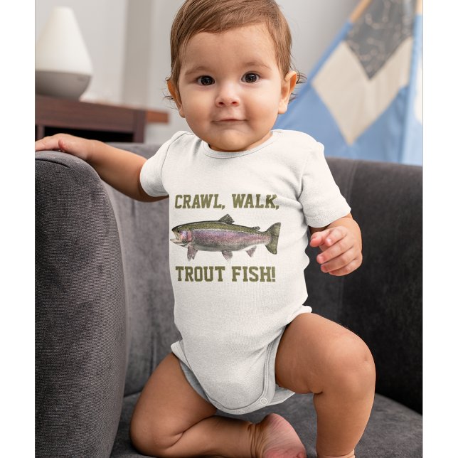 Crawl Walk Trout Fish Funny Baby Fishing Baby Strampler (Von Creator hochgeladen)