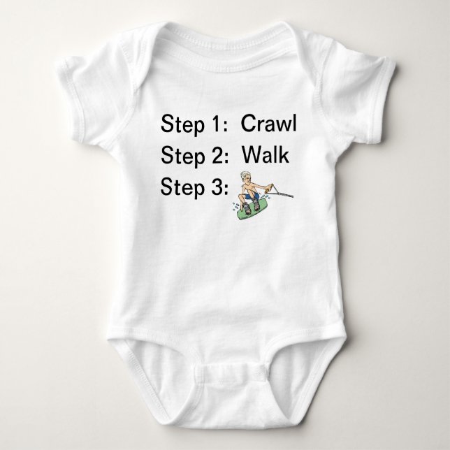 Crawl Walk Wakeboard Baby Bodysuit Baby Strampler (Vorderseite)