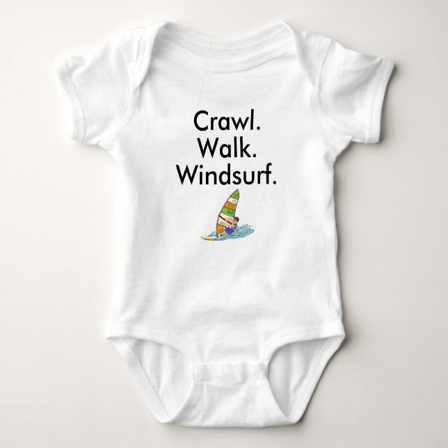 Crawl Walk Windsurf Windsurfer Baby Bodysuit Strampler (Vorderseite)