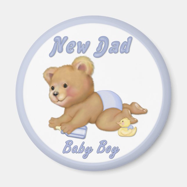 Crawling Teddy - New Dad of Boy - Anpassen Magnet (Vorne)