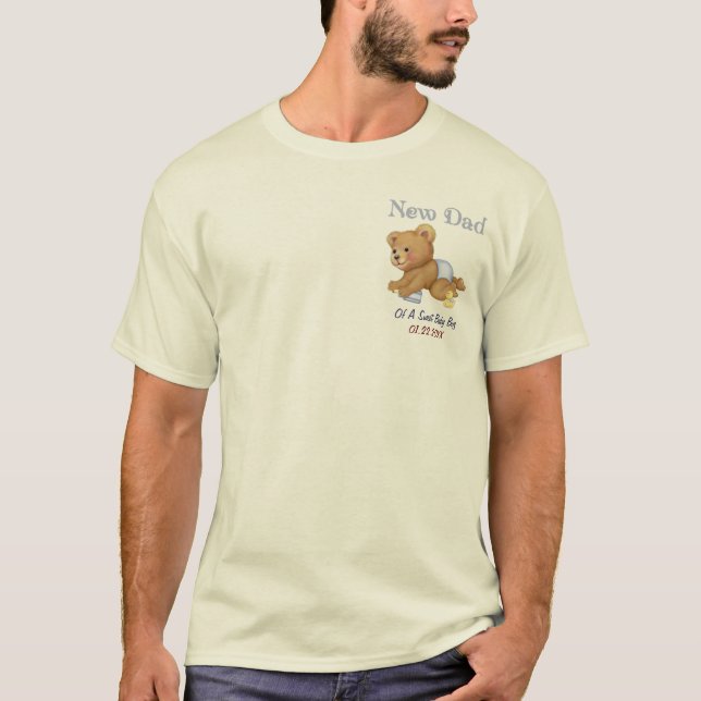 Crawling Teddy - New Dad of Boy - Anpassen T-Shirt (Vorderseite)