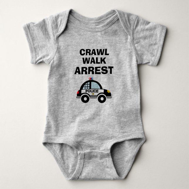 Crawling Walking Festnahme niedlichen Polizeiwagen Baby Strampler (Vorderseite)