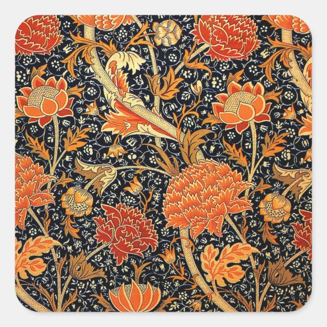 Cray, ein William Morris-Muster, Quadratischer Aufkleber (Vorderseite)