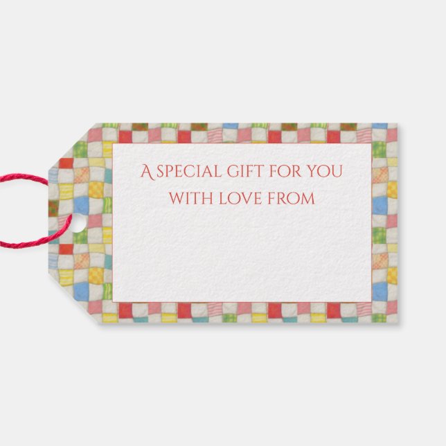CRAY QUILT Gift Tags / Weiß Geschenkanhänger (Rückseite Horizontal)