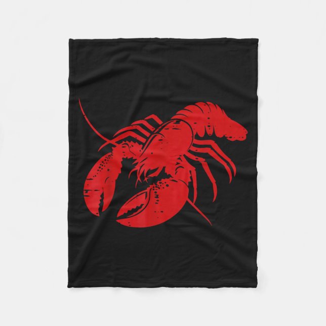 Crayfish Lobster Red Silhouette Crawfish Men Women Fleecedecke (Vorderseite)