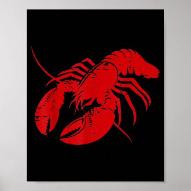 Crayfish Lobster Red Silhouette Crawfish Men Women Poster (Vorne)