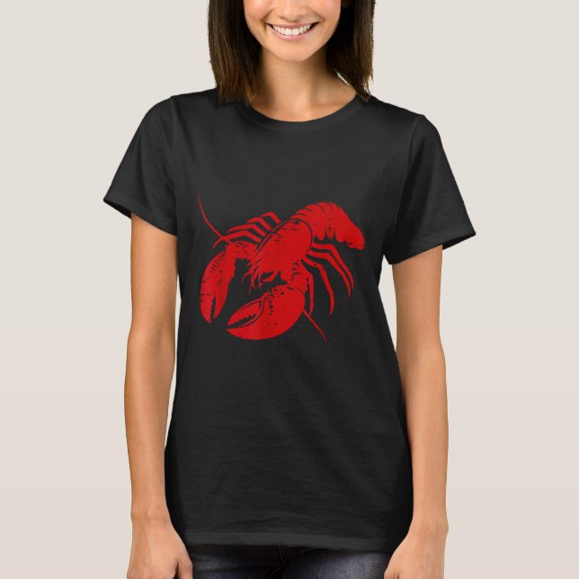 Crayfish Lobster Red Silhouette Crawfish Men Women T-Shirt (Vorderseite)
