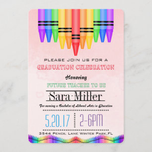Crayola Regenbogen-Lehrer-Abschluss-Einladung Einladung