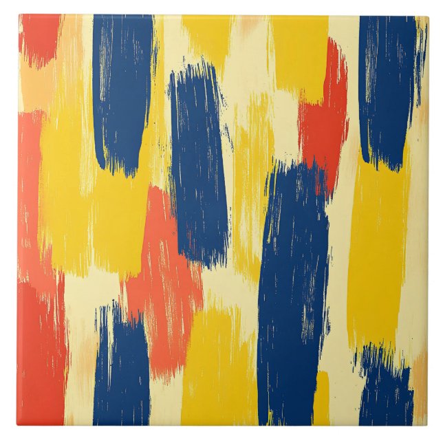 Crayon and Butterfly Blume und Paint Strokes Fliese (Vorderseite)