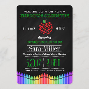 Crayon & Apfellehrer Abschluss Einladung