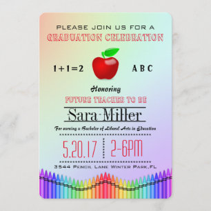 Crayon & Apfellehrer Abschluss Einladung