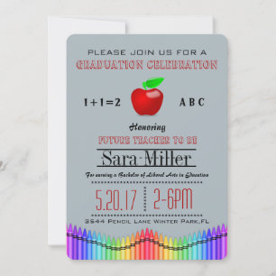 Crayon & Apple Lehrer Abschluss Einladung