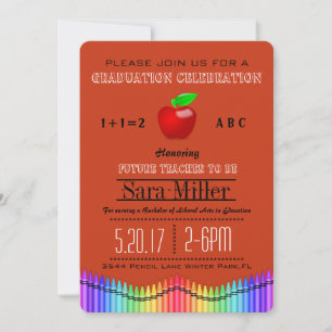 Crayon & Apple Lehrer Abschluss Einladung