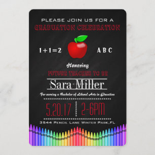 Crayon & Apple Lehrer Abschluss Einladung