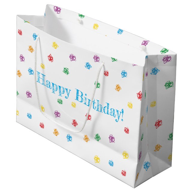 Crayon bolsa regalo "Happy Birthday" Große Geschenktüte (Vorderseite Schrägansicht)