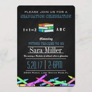 Crayon & Books Teacher Abschluss Einladung