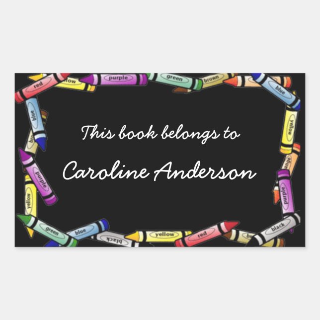 Crayon Border Buchzeichen Sticker (Vorderseite)