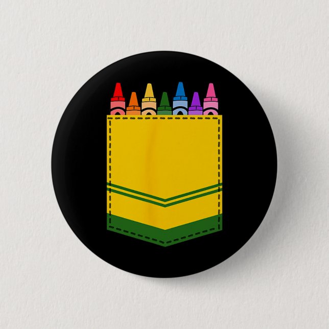 Crayon Box Pocket Teacher Geschenkartikel Button (Vorderseite)