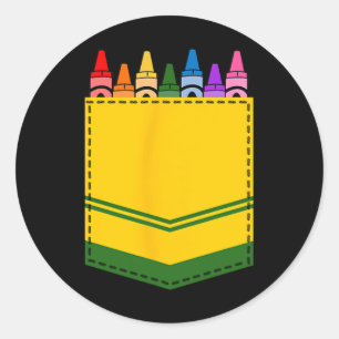Crayon Box Pocket Teacher Geschenkartikel Runder Aufkleber