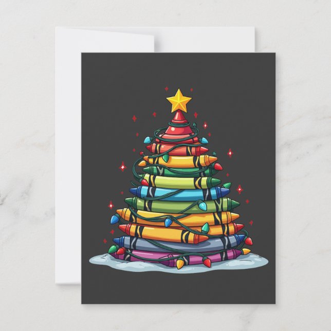 Crayon Christmas Tree Lehrer Student Xmas Dankeskarte (Vorderseite)