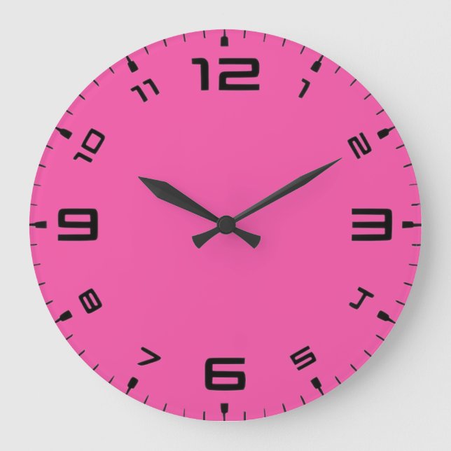 Crayon Color Magenta Wall Clock Große Wanduhr (Vorderseite)