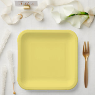 Crayon Color Yellow Square Paper Plate Pappteller