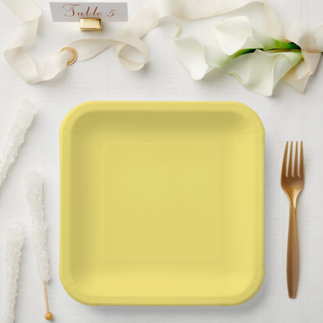 Crayon Color Yellow Square Paper Plate Pappteller (Hochzeit)