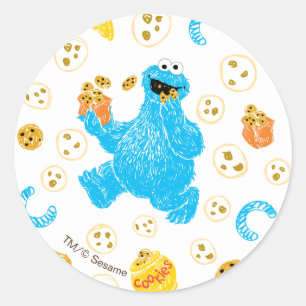 Crayon Cookie Monster Cookie Pattern Runder Aufkleber