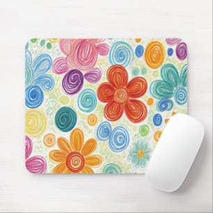 Crayon Doodle Daisy Design Mousepad