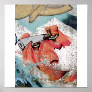 Crayon Face Graffiti Poster