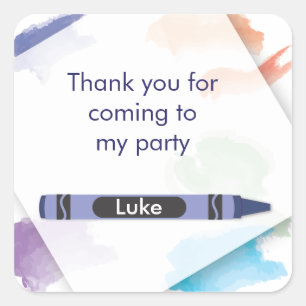 Crayon Favor Sticker   Bue