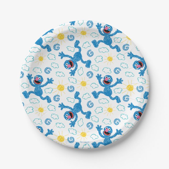 Crayon Grover Sunshine Pattern Pappteller (Vorderseite)