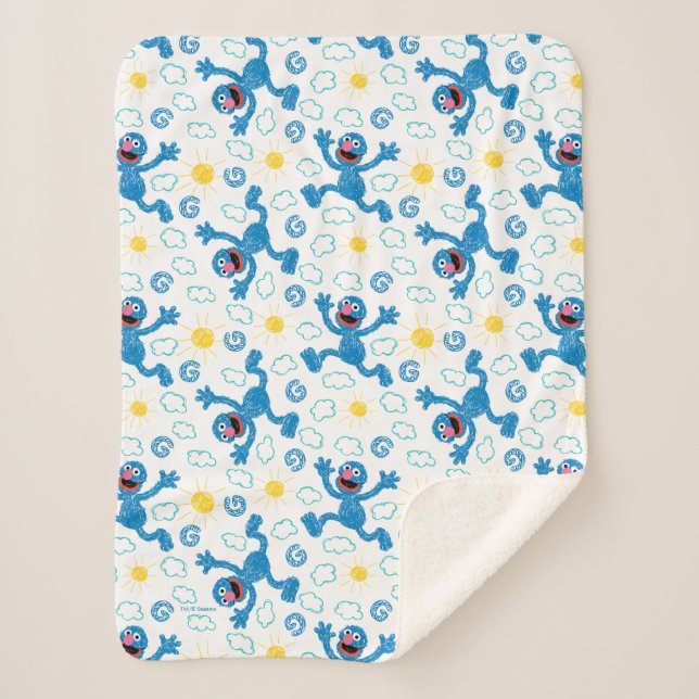 Crayon Grover Sunshine Pattern Sherpadecke (Vorderseite)