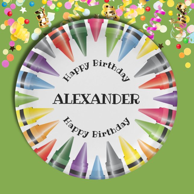 Crayon Happy Birthday Child Party Pappteller (Von Creator hochgeladen)